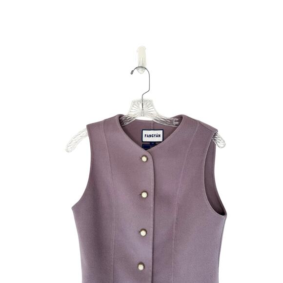 Fangyan Purple Wool Dressy Classy Rich Girl Luxury Button Front Vest Size 2 - Picture 3 of 9